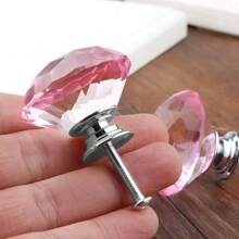 10 peças de maçanetas de armário de vidro de cristal, maçanetas de porta de móveis de cômoda, puxadores de gaveta, gaveta em formato de diamante de 30 mm, para guarda-roupa e armário, puxadores de maçanetas de armário, puxadores de maçanetas de gaveta de cozinha com parafusos