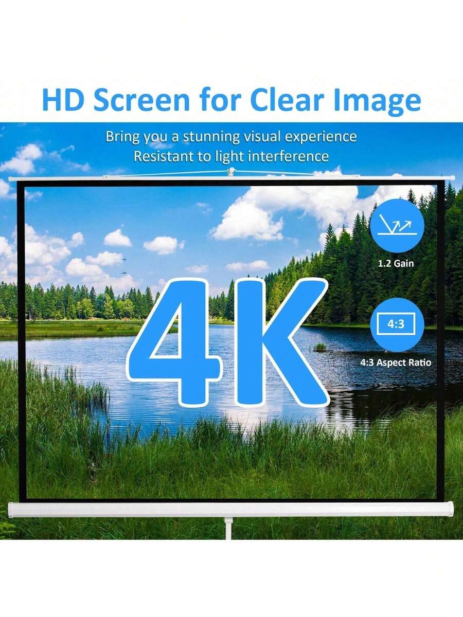 LUCKYERMORE LUCKYERMORE 120" WrinkleFree Projector Screen With Tripod