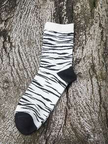 1 Đôi Tất Sọc Bò Cho Nam, Đầy Không Khí Thiên Nhiên, Mang Đến Món Quà Của Thiên Nhiên, Tất Không Khí Đơn Giản Và Đa Năng - Nhiều màu - Xem 5