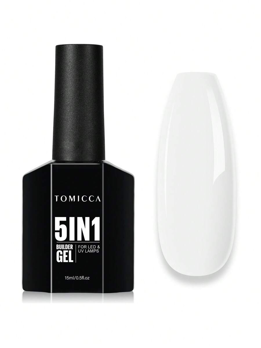 TOMICCA Moonlight White Builder Gel 5-In-1, 15ml 1Pc, Quick-Drying Under UV/LED Light Gel Nail Polish,For Nail Extension, Reinforcement, Nail Art Decoration And Rhinestone Application, Suitable For DIY Nail Tips At Home Or As A Gift - 白色 - 查看 1