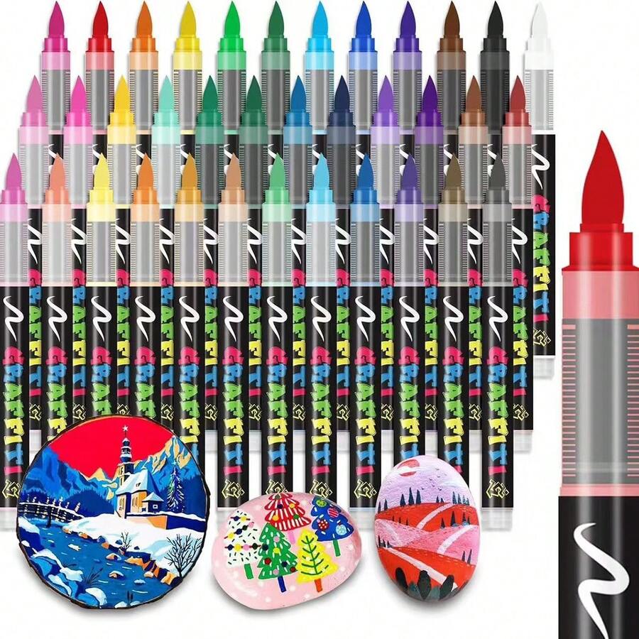 1 支大容量、颜色重叠的直液型丙烯酸记号笔，适用于艺术绘画、绘画和涂鸦 - 款式1 - 查看 1