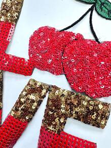 10 Peças Remendo de Lantejoulas de Cereja Vermelha Termocolante para Decoração de Roupas, Verão, Escola - Vermelho - Visão 9