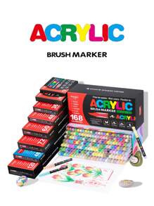 240/168/120/72/60/36/24/12 Stylos-marqueurs acryliques liquides directs de couleur, pour une utilisation étudiante, professionnelle et artistique. Têtes souples, appropriés pour le papier, pour le graffiti, les livres de coloriage DIY. Peuvent dessiner sur le verre, la pierre, résistants à l'eau pour la peinture corporelle. Cadeau de Noël, rentrée des classes.