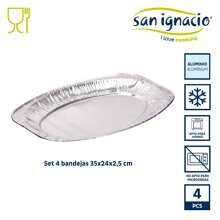 San Ignacio Set Of 4 Oval Aluminium Trays 35x24cm KINVARA Collection. Free Shipping In 24/48h - Grey - View 2