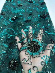 African Lace Fabric With Sequins, French Nigerian Net Lace, Tulle Mesh Fabrics, Party Wedding Sewing Fabric, Red, High Quality, 5 Yards/1Yards