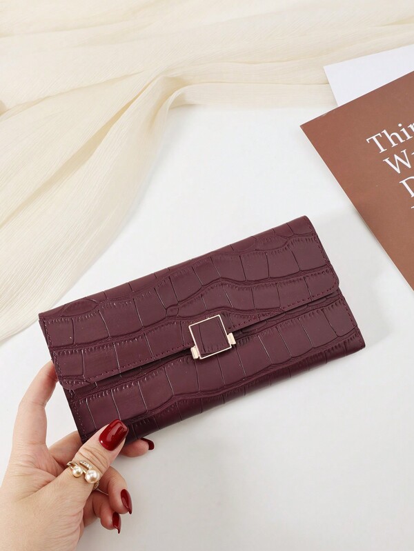 Crocodile Embossed Fold Over Women Fashion Modern Business Slim Portable Versatile Large Capacity Credit Card Zipper ID Card Cash Storage Business Casual Perfect School College Work Business Commute Teacher's Day Back To School Holiday Office Anniversary For Birthday Gift Women White-Collar Workers College Student Bag School Supplies For School Dorm Room & Back To School For Women Wallet Purse Wallet Long Wallet