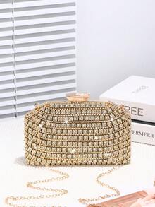 奢华水钻和宝石晚装手拿包，优雅闪亮腕带和手持钱包，适合婚礼派对、宴会、女性礼物、生日、情人节 - 金色 - 查看 7