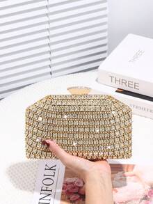 奢华水钻和宝石晚装手拿包，优雅闪亮腕带和手持钱包，适合婚礼派对、宴会、女性礼物、生日、情人节 - 金色 - 查看 4