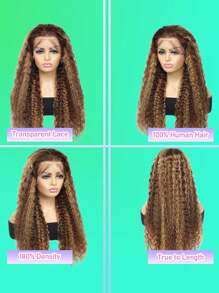 Honey Blonde Deep Wig Human Hair 13x4 HD Highlight Ombre Deep Wave Lace Front Wigs Human Hair Pre Plucked 180% Density 4/27 Colored Wigs For Women Wet And Wavy Lace Front Wigs