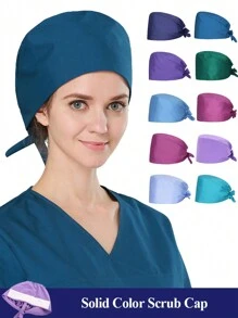 1pc Polyester Solid Color Halloween Cosplay Cap, Adjustable Cleaning Cap For Men And Women, Suitable For All Seasons - Multicolor - View 2