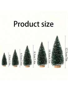 5 件迷你人造圣诞树，带木质底座 - 瓶刷桌面装饰，适合节日（圣诞节、感恩节） - 不燃、不粘锡、最佳礼物、生日、家居装饰、圣诞装饰、房间装饰