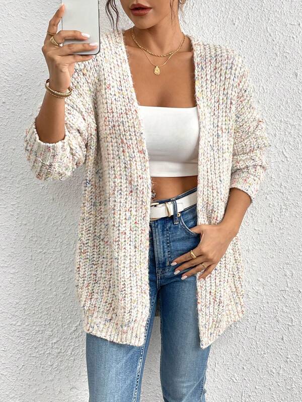 Cardigan casual feminino com ombros caídos, outono/inverno