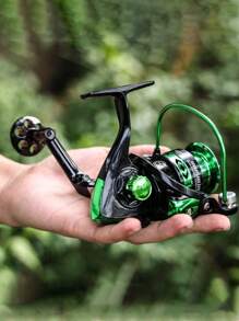 SOUGAYILANG 1Pc Aluminum Spool Green Spinning Fishing Reel: 5.2:1 Gear Ratio Folding Handle 1000-5000 Series Spinning Fishing Reel