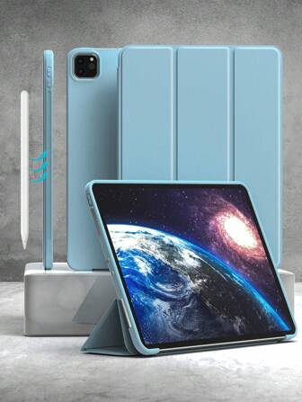 Blue Phone Case 1pc Tablet Protective Case Compatible With Ipad, Soft Anti-Fall Protection, Ultra-Thin/Smart Stand/Auto-Wake Protective Case For TPU Leather Apple IPad Mini 4/5/6, 9.7/10.2/10.5 Inches, Air 4/5/6, 10th Gen, 10.9 Inches, Pro 11 Inches, Air 11(M2) , Air 13 And Pro 11(M4)-Baby Blue