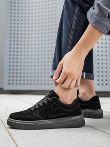 scarpi sportivi casual con lacci, colore grigio unito, da uomo, scarpe da ginnastica personalizzate, casual e alla moda, adatte per pendolari e giovani coppie - nero - Visualizzare 9