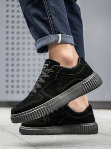 scarpi sportivi casual con lacci, colore grigio unito, da uomo, scarpe da ginnastica personalizzate, casual e alla moda, adatte per pendolari e giovani coppie - nero - Visualizzare 8