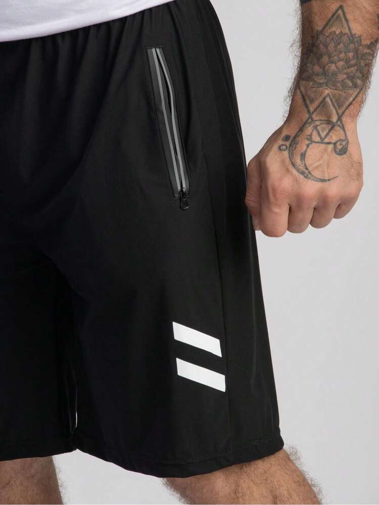3-Piece Running Shorts Kit With Stripes And Pockets For Men - 彩色 - 查看 2