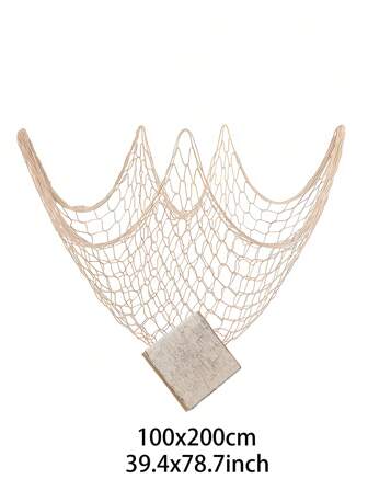 1pc Natural Fish Net Decoration Fishing Net Decor Beach Themed Pirate, Mermaid, Beach Party Home Bedroom Decor Natural Fish Net Party Decorations For Pirate Party, Hawaiian Party, Nautical Themed Fishnet Party Accessory Farm House ,Bedroom,Living Room Decor