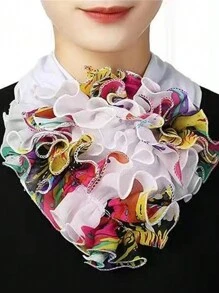 1 pieza Snood de mujer de gasa arrugada, cuello falso, bufanda con protección para el cuello, de seda versátil y elegante, adecuada para el uso diario y actividades al aire libre, Día de San Valentín