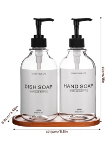 GAONLY Bộ dụng cụ đựng xà phòng nhà bếp - Dụng cụ đựng xà phòng bằng nhựa có vòi bơm - Màu hổ phách & trong suốt 16,9 fl oz - Bộ 2 dụng cụ đựng xà phòng phòng tắm - Bộ dụng cụ đựng xà phòng và kem dưỡng da có khay (Quà tặng Giáng sinh Halloween) - Trong suốt có khay - Xem 4