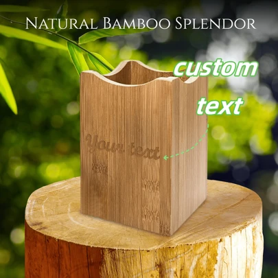 1 pieza, Soporte y organizador de utensilios de cocina premium de bambú de primera calidad| Elegante soporte para cucharas | Organizador ideal de utensilios de cocina para cocinar | Organizador de cubertería de madera natural