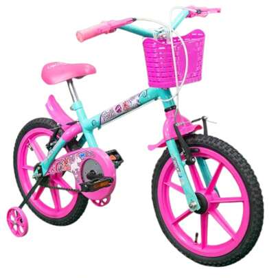 Bicicleta Infantil Aro 16 Pinky Feminina Anis e Rosa Track Bikes
