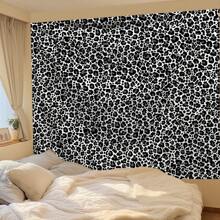 1pc Black & White Leopard Print Tapestry, Polyester Wall Hanging Decor For Living Room, Bedroom, Office, Home Decor, Party, Rectangular Printed Kitchen Wall Hanging Cloth With Drape, Comes With 3 Wall Nails & 2 Clips, Room Decor, Flags For Room, Tapestry Wall Tapestry