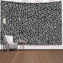 1pc Black & White Leopard Print Tapestry, Polyester Wall Hanging Decor For Living Room, Bedroom, Office, Home Decor, Party, Rectangular Printed Kitchen Wall Hanging Cloth With Drape, Comes With 3 Wall Nails & 2 Clips, Room Decor, Flags For Room, Tapestry Wall Tapestry