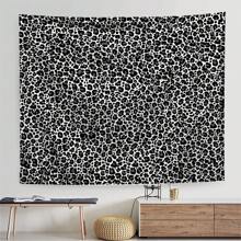 1pc Black & White Leopard Print Tapestry, Polyester Wall Hanging Decor For Living Room, Bedroom, Office, Home Decor, Party, Rectangular Printed Kitchen Wall Hanging Cloth With Drape, Comes With 3 Wall Nails & 2 Clips, Room Decor, Flags For Room, Tapestry Wall Tapestry