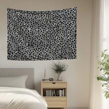1pc Black & White Leopard Print Tapestry, Polyester Wall Hanging Decor For Living Room, Bedroom, Office, Home Decor, Party, Rectangular Printed Kitchen Wall Hanging Cloth With Drape, Comes With 3 Wall Nails & 2 Clips, Room Decor, Flags For Room, Tapestry Wall Tapestry
