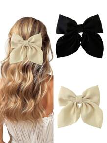 Juego de 2/3/4/5 pinzas para el cabello de colores cortas con lazo para niñas, pasadores de lazo clásicos suaves, diadema de seda vintage con pinza metálica, accesorios elegantes para el cabello, gran regalo para niñas