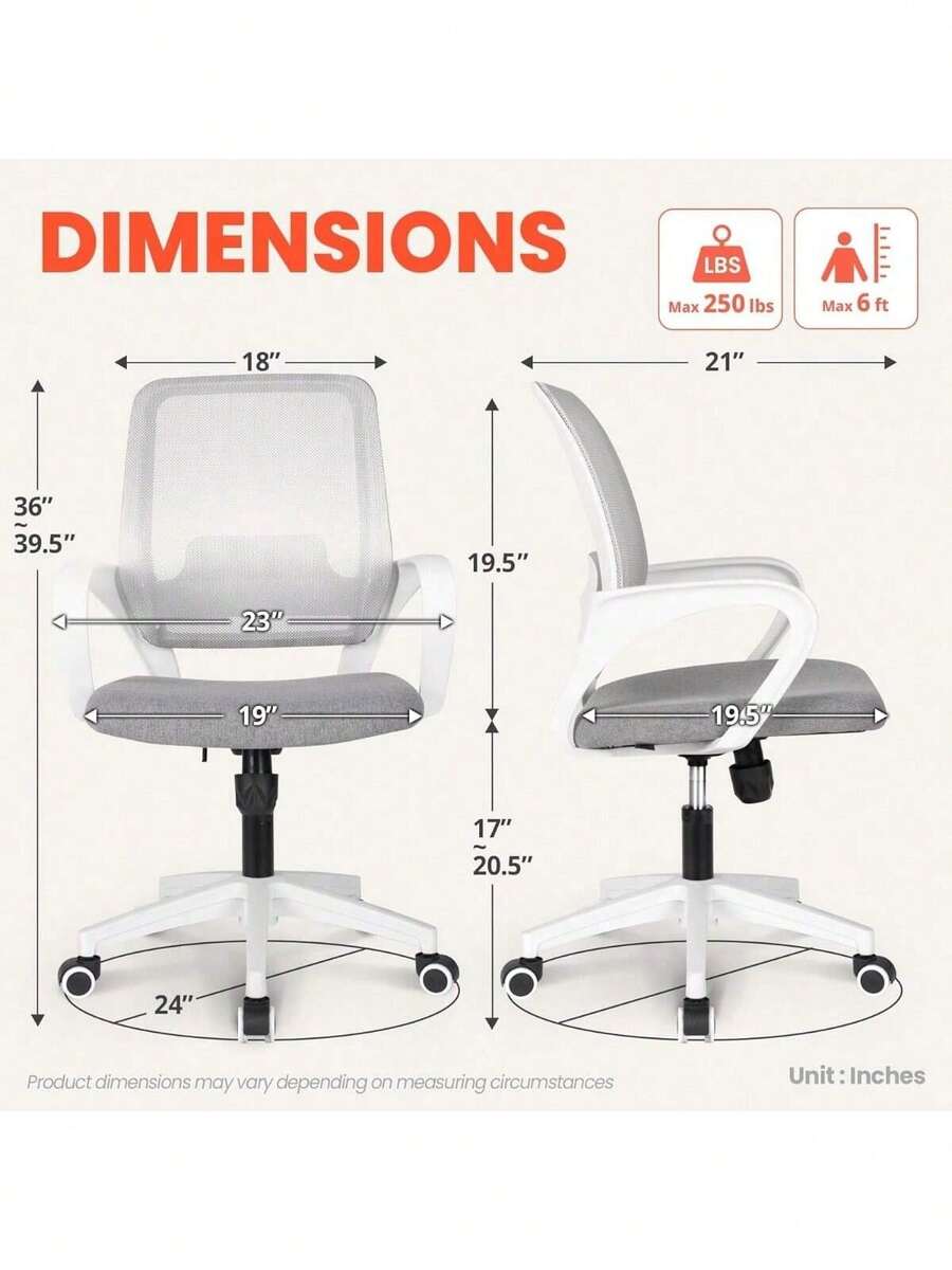 Ergonomic Desk Chair Mesh Computer Chair Lumbar Support Modern