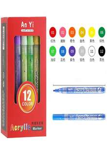 Bộ 12/24 bút dạ Acrylic, bút dạ màu nước cho học sinh, bút dạ màu Acrylic gốc nước, bút dạ gốm - Nhiều màu - Xem 12
