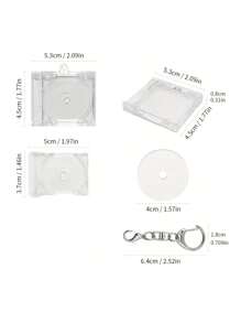 1/2/3Pcs塑料迷你CD盒钥匙扣，透明便携式相册盒，带链吊坠，用于唱片存储和展示，明星粉丝支持自制周边纪念相册迷你C D小吊坠 - 彩色 - 查看 7
