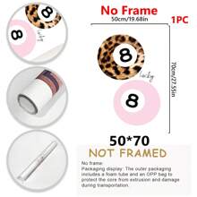 1 Pintura sobre lienzo, con marco de madera maciza, impresión de bola de billar de leopardo, cartel vintage de chica afortunada, decoración de apartamento con estética funky y retro Y2K, arte de pared para dormitorio con bola de billar rosa vintage