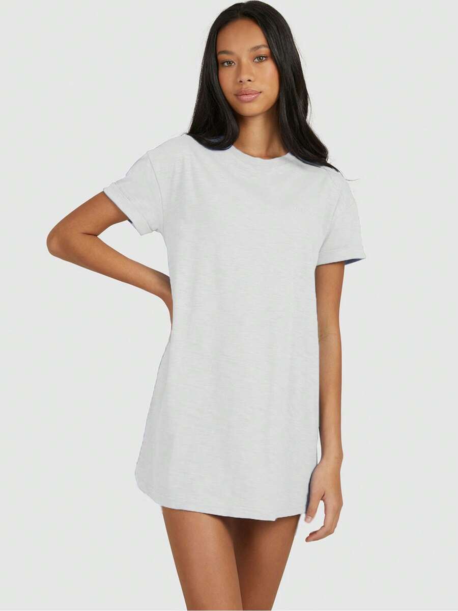 Slim Fitness SLM Oversized T-Shirt Dress Plain Slim Fitness Top - trắng - Xem 1