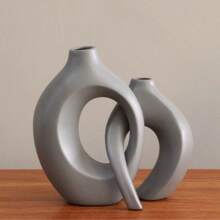 Monaco Ceramic Vase Pair - Grey - View 2