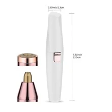 2-In-1 Electric Shaver & Painless Hair Removal Device, Rechargeable With Built-In LED Light, Eyebrow Trimmer & Facial Hair Remover, For Women - White - View 12