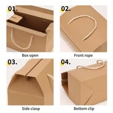 20pcs Customized Logo Personalized Paper Boxes With Rope, 20x10x13.5cm White Candy Box, Kraft Handmade Cookies, Incense, Dried Fruits, Chocolate Packaging Box, Handmade Candle Gift Box, Suitable For Wedding, Party, Birthday Gifts