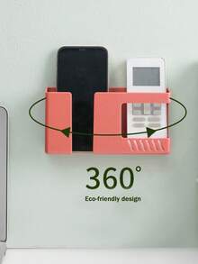 1 hộp sạc gắn tường ABS màu đỏ, giá đỡ điện thoại, hộp đựng điều khiển từ xa TV/AC, keo dán trên giá treo tường không cần đinh - Đỏ - Xem 5