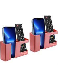 1 hộp sạc gắn tường ABS màu đỏ, giá đỡ điện thoại, hộp đựng điều khiển từ xa TV/AC, keo dán trên giá treo tường không cần đinh - Đỏ - Xem 1
