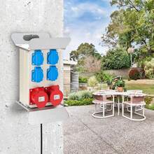 Jiubiaz Power Distributor Construction Power Distributor CEE Power Socket IP44 For Construction Site 16A 2x400V 4x230V Schuko - White - View 7