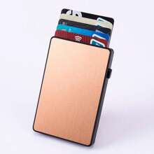 1pc Multi-Color RFID Blocking Automatic Pop-Up Card Holder, Unisex Aluminum Alloy Credit/Bank Card Case