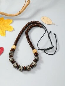 Vòng cổ gỗ phóng đại cổ điển, vòng cổ ngắn phong cách Boho dành cho phụ nữ - Nhiều màu - Xem 2