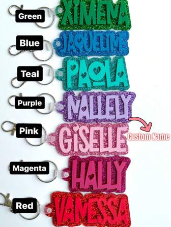 Nameplate Keychain Custom Acrylic Name Tags For Backpack, Diaper Bag, Lunch Box, Gift For Women Family Girls, Colorful, Cute, Adorable, Funny, Kawaii, Y2K, Stylish, Unisex, Casual, Custom, Personalized, Unique, Customized, Ideal Gifts For Him, Her, Boyfriend, Girlfriend, Family, Friends, School Supplies, For Teenagers, Junior High School Students, Middle School Students, High School Senior High School Students, College Students, University Students, Freshman, Sophomore, Underclassmen, Delicate Romance, Utilitarian Chic