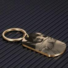 1 móc khóa tùy chỉnh cá nhân hóa dành cho nam, có khắc ảnh/văn bản/thẻ chó, phù hợp cho gia đình, nam giới, bạn trai, làm quà tặng - Vàng - Xem 4