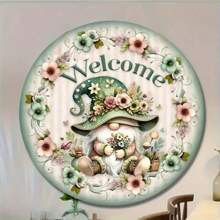 Charming 8" Welcome Gnome Sign - Rustic Farmhouse Decor For Home, Garden, Porch | Wall-Mountable, Artificial, Random Style With Holes On Top, Bottom, Left And Right,Home Decor ,Room Decor,Wall Decor Easter Gifts Birthday Graduation