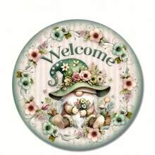 Charming 8" Welcome Gnome Sign - Rustic Farmhouse Decor For Home, Garden, Porch | Wall-Mountable, Artificial, Random Style With Holes On Top, Bottom, Left And Right,Home Decor ,Room Decor,Wall Decor Easter Gifts Birthday Graduation