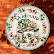 Charming 8" Welcome Gnome Sign - Rustic Farmhouse Decor For Home, Garden, Porch | Wall-Mountable, Artificial, Random Style With Holes On Top, Bottom, Left And Right,Home Decor ,Room Decor,Wall Decor Easter Gifts Birthday Graduation