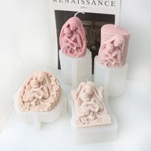 3D 相框圣母玛利亚与婴儿硅胶蜡烛模具玫瑰花环圣母子雕像陶瓷石膏树脂制作工具工艺品铸造模具 - 白色 - 查看 2